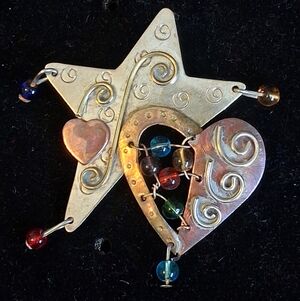 Colorful Star and Heart Brooch